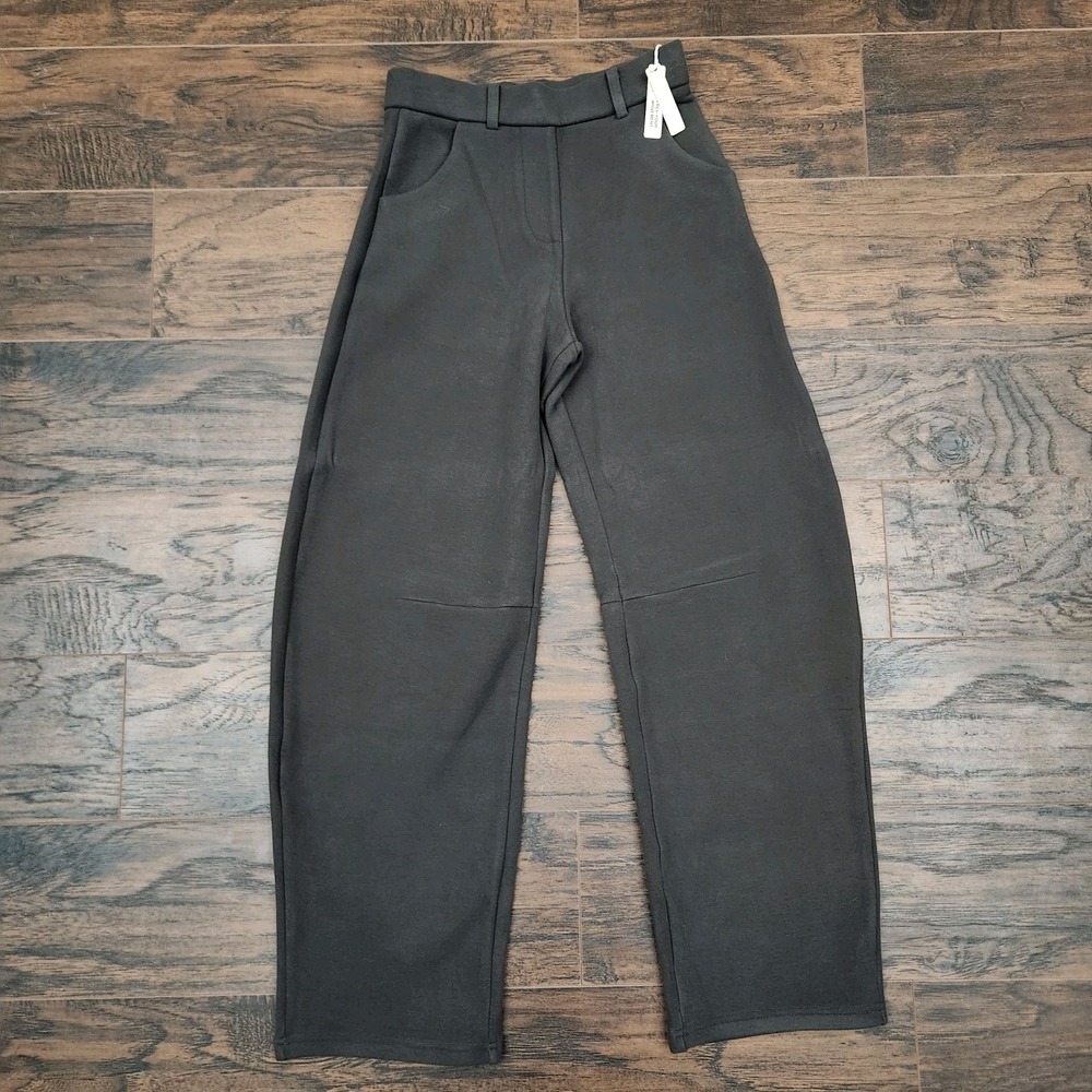 OGL Womens XS Gray FuzzLuxe Barrel Leg Pull On Pants Workleisure Clean Girl